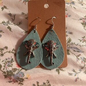Silver Elephant Teardrop Earrings